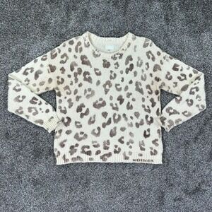 Mother The Jumper Leopard‎ Print Knit Pullover Sweater Womens Small Beige Brown
